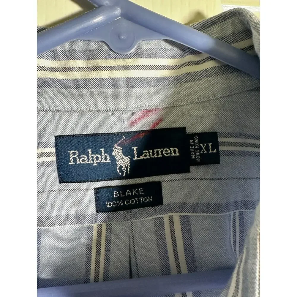 Polo Ralph Lauren Mens Blake Blue Stripe Oxford Button Down 100% cotton Shirt XL